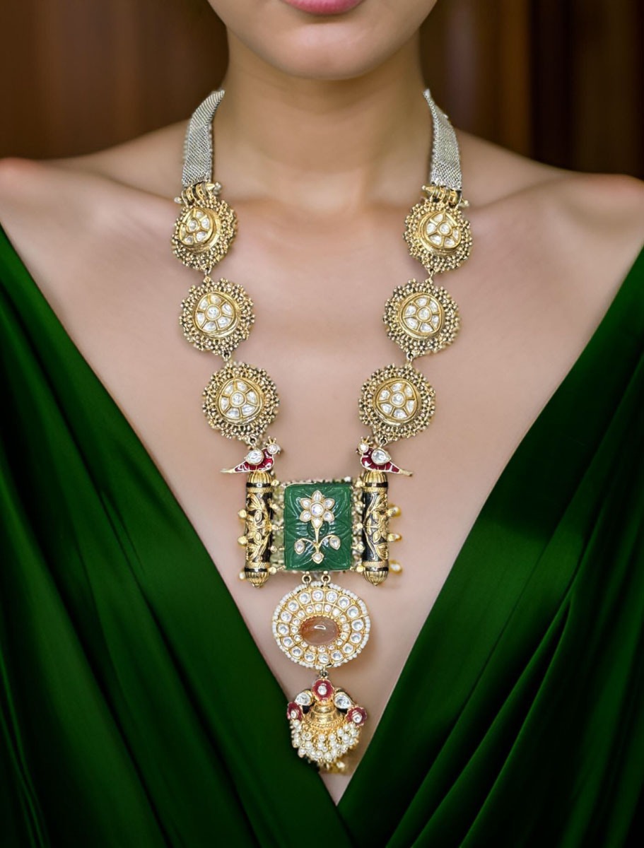 Sabyasachi Inspired Ancestral  Kundan Long Necklace Set