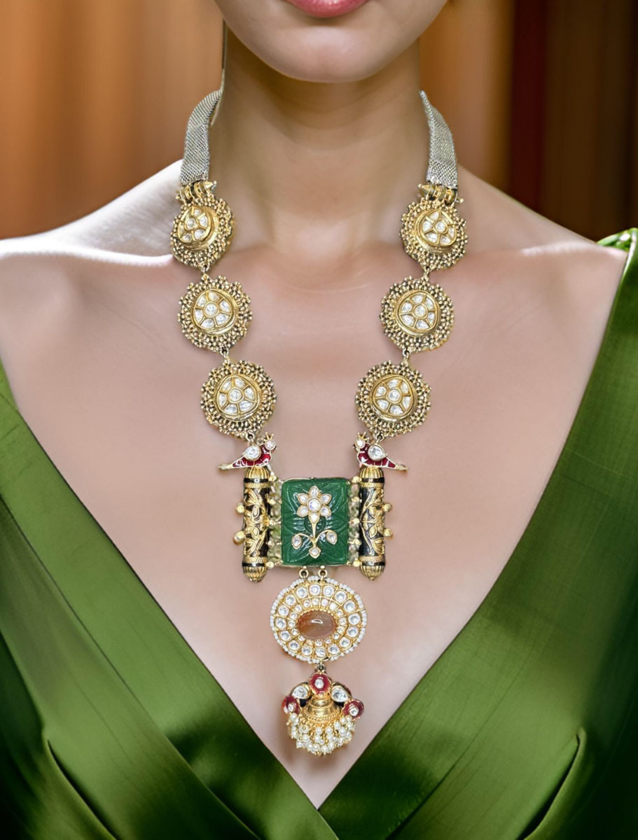 Sabyasachi Inspired Ancestral  Kundan Long Necklace Set