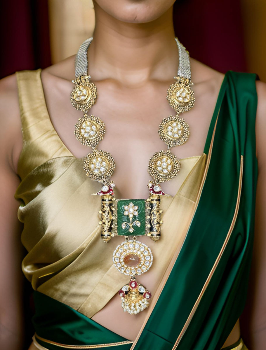 Sabyasachi Inspired Ancestral  Kundan Long Necklace Set