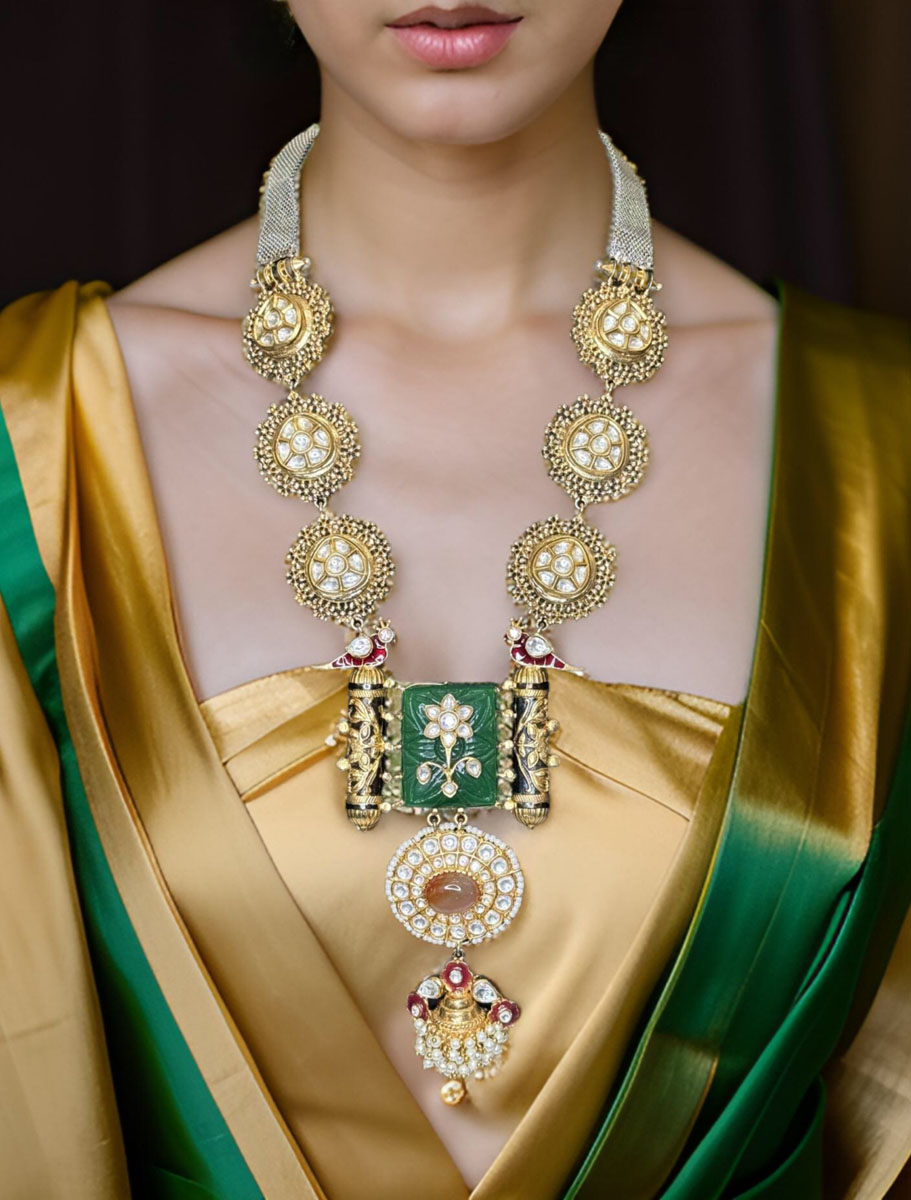 Sabyasachi Inspired Ancestral  Kundan Long Necklace Set