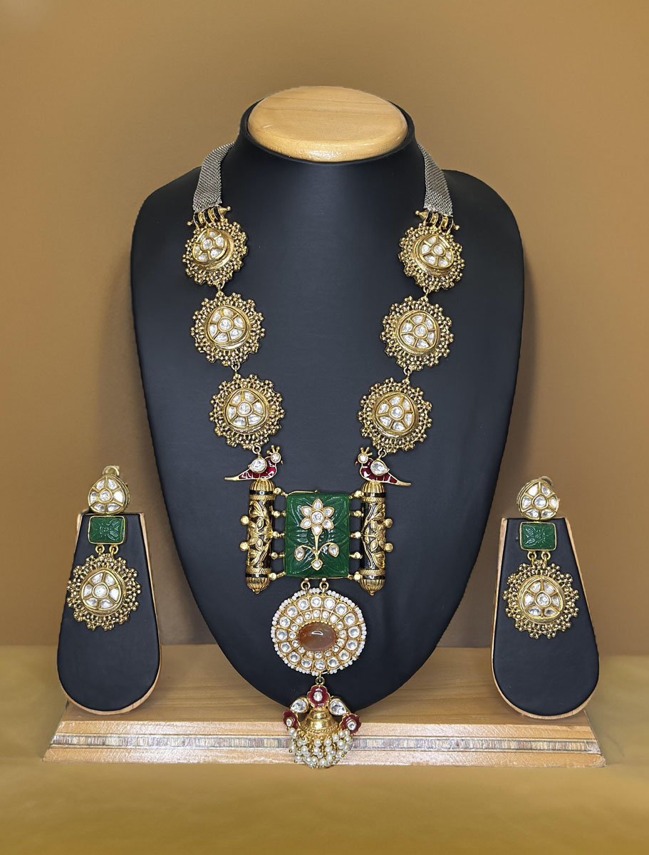 Sabyasachi Inspired Ancestral  Kundan Long Necklace Set