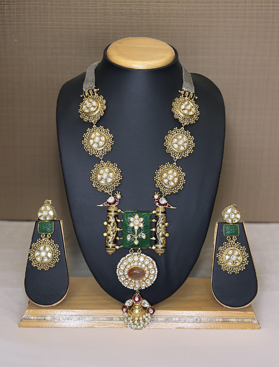 Sabyasachi Inspired Ancestral  Kundan Long Necklace Set