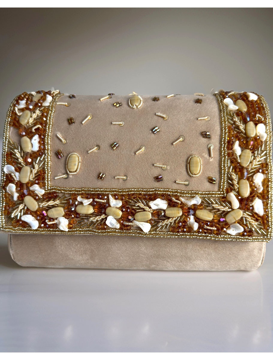 Luxury Velvet Embroidered Clutch Bag