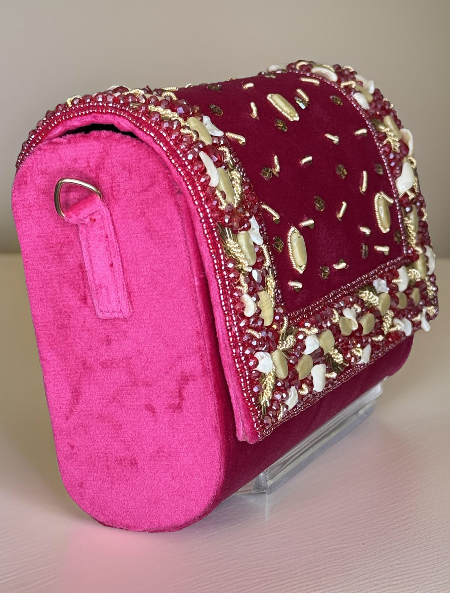 Luxury Velvet Embroidered Clutch Bag