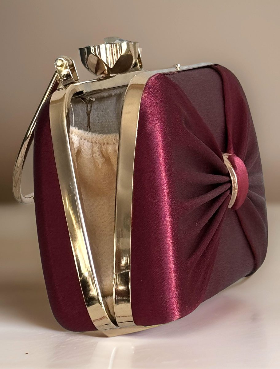 Satin Pleated Evening Bag with accessories