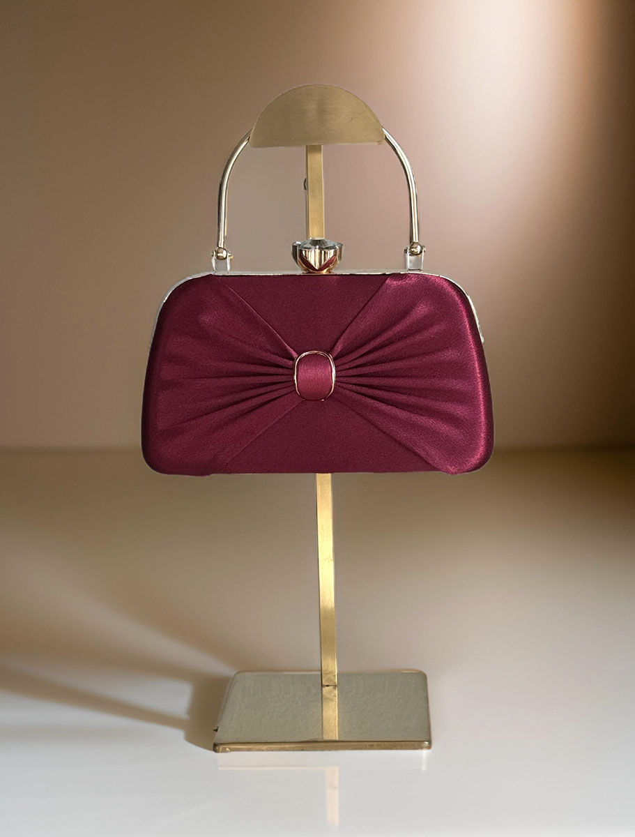 Satin Pleated Evening Bag with accessories