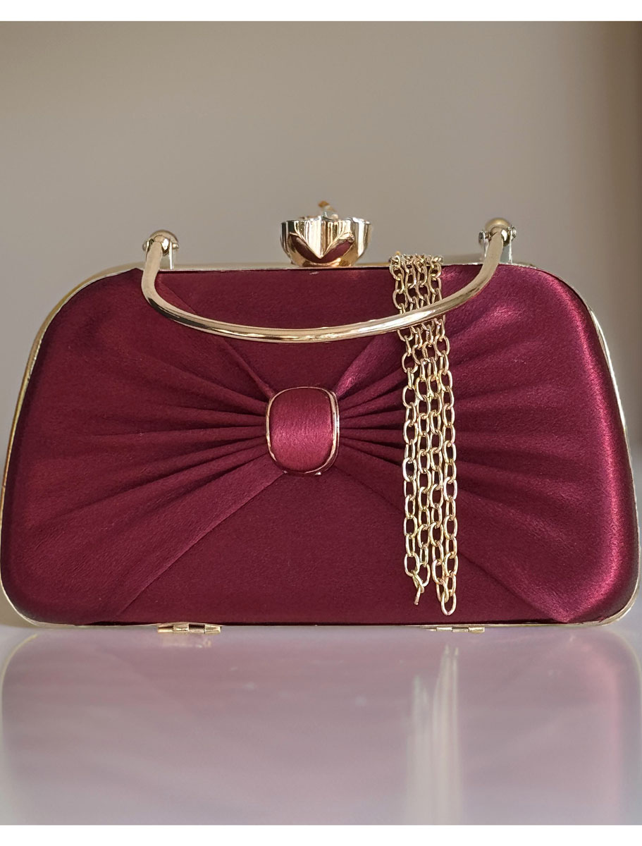 Satin Pleated Evening Bag with accessories