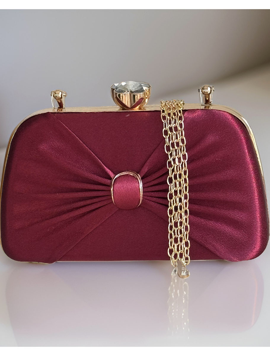 Satin Pleated Evening Bag with accessories