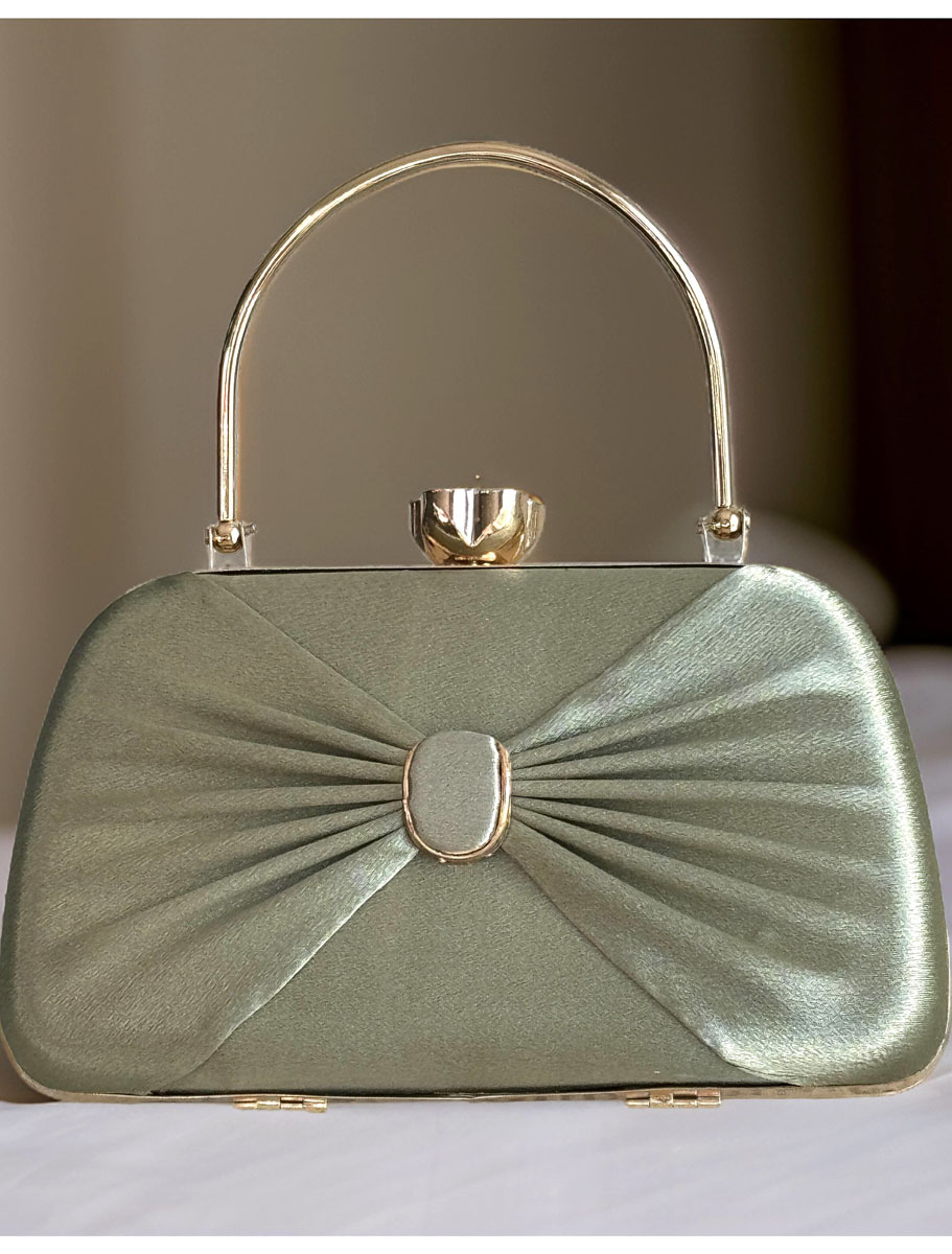 Satin Pleated Evening Bag with accessories