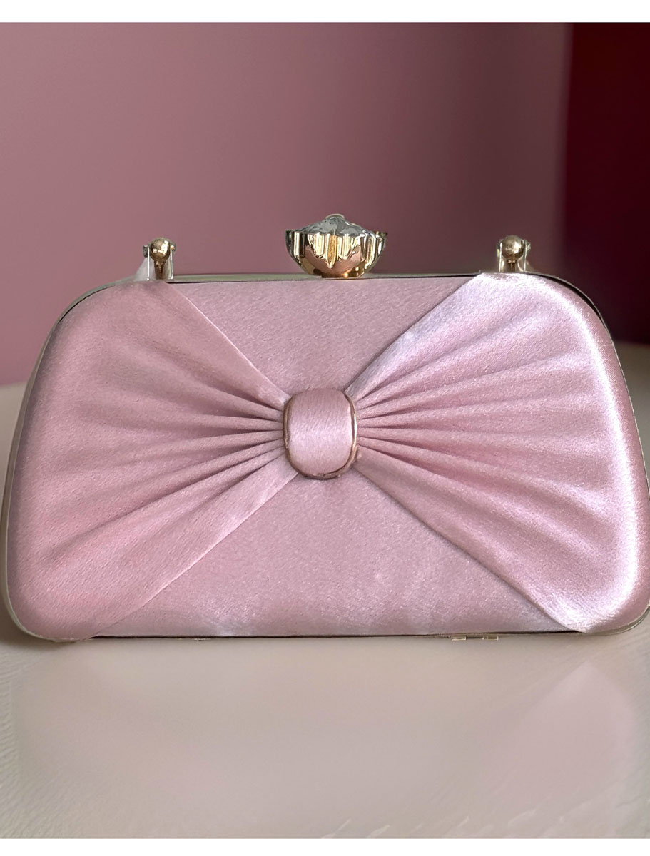 Satin Pleated Evening Bag with accessories