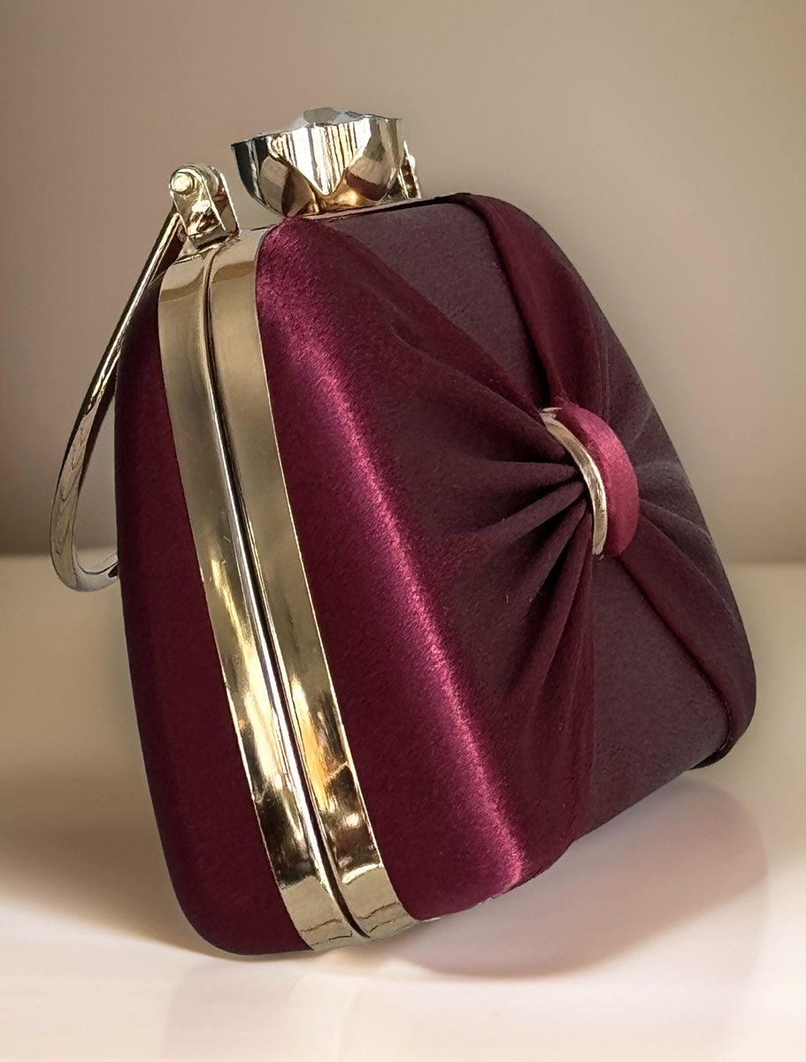 Satin Pleated Evening Bag with accessories