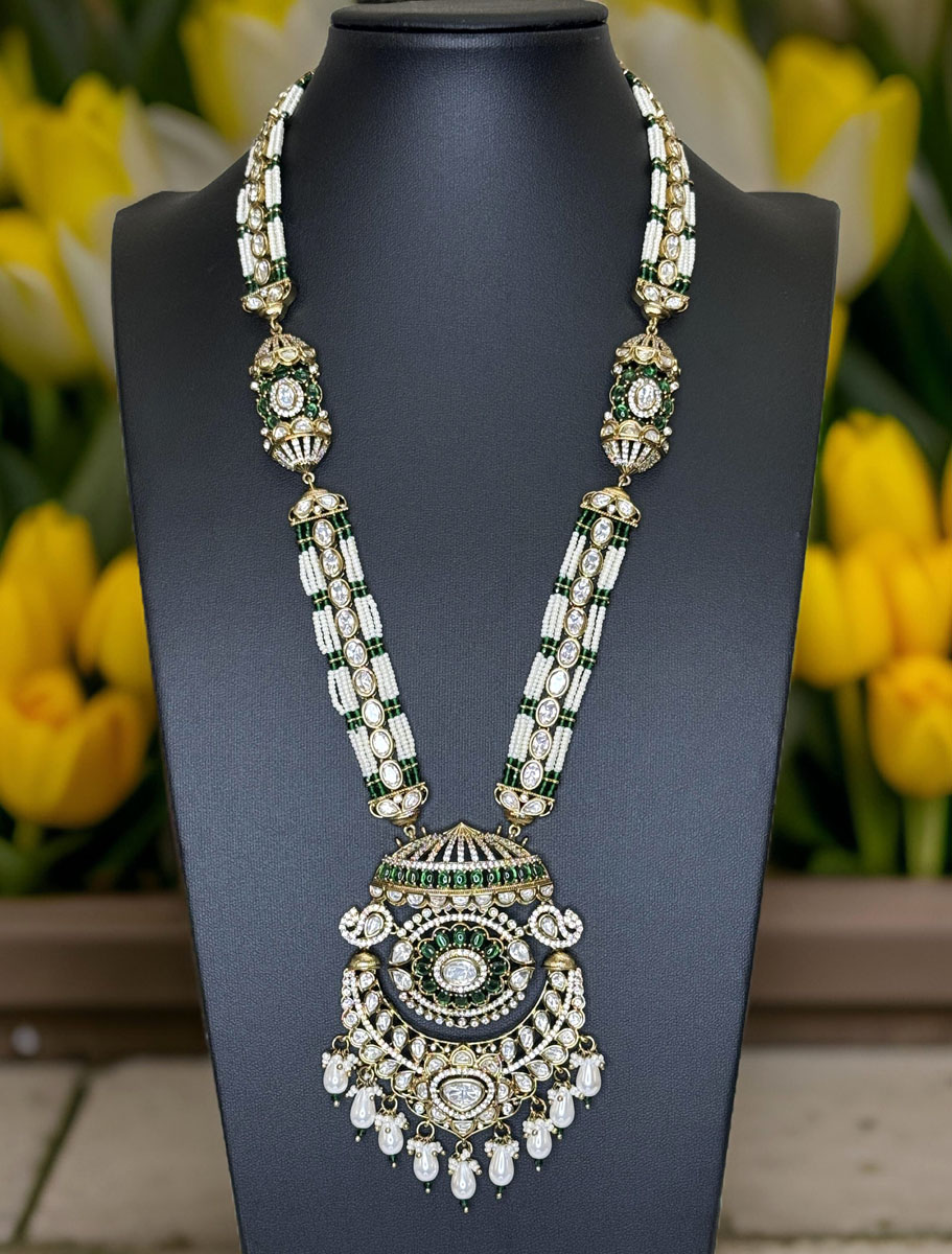 Tyaani Inspired Premium Kundan Pearl Long Necklace Set