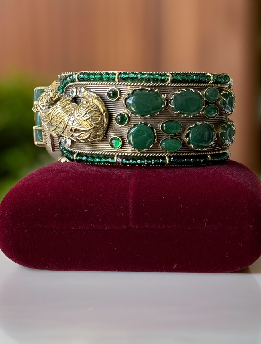 Sabyasachi Inspired Bengal Tiger Doublette Stones Broad Kada