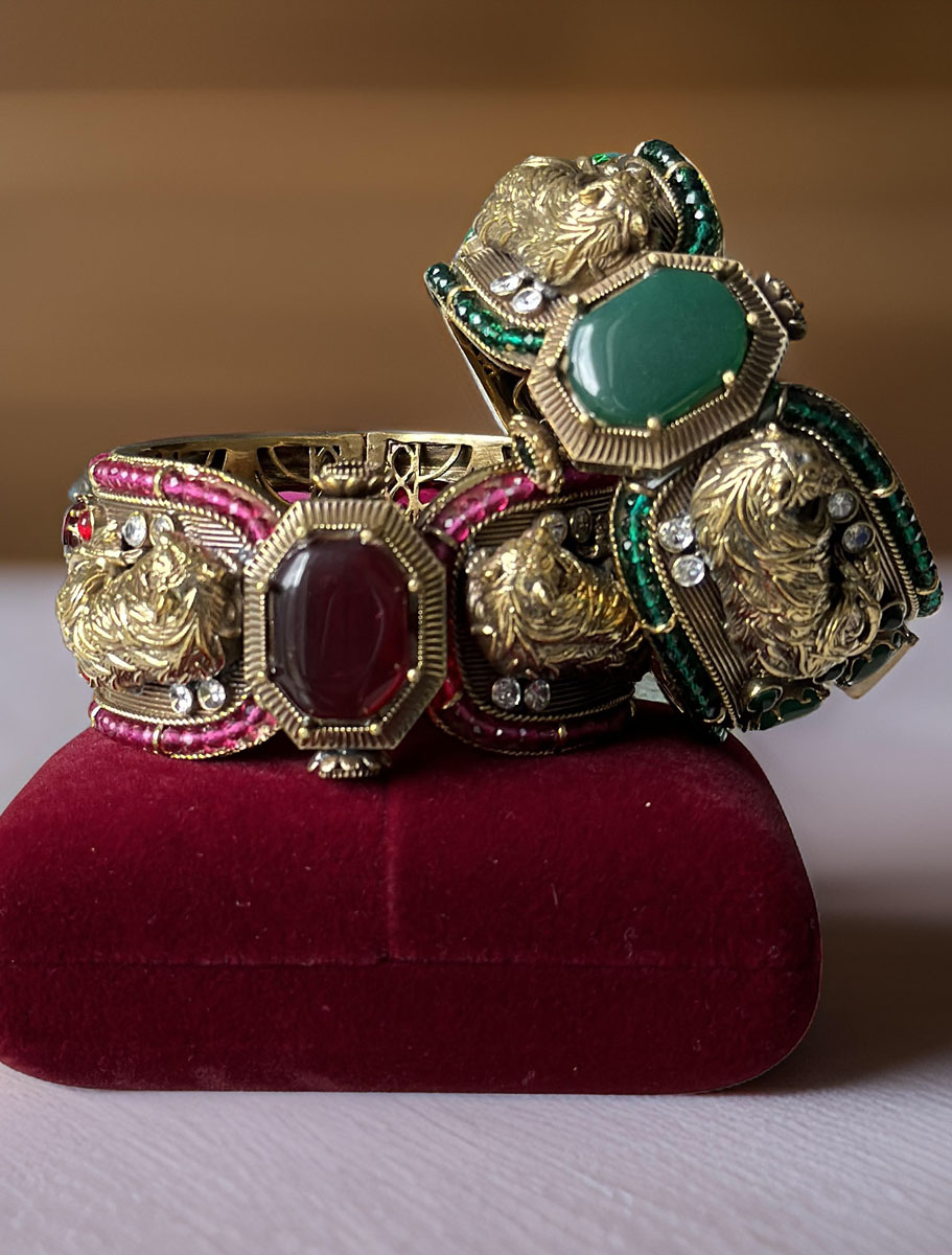 Sabyasachi Inspired Bengal Tiger Doublette Stones Openable Broad Kada