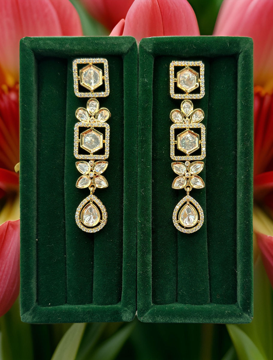 Tyaani Inspired Uncut Polki Kundan Earrings