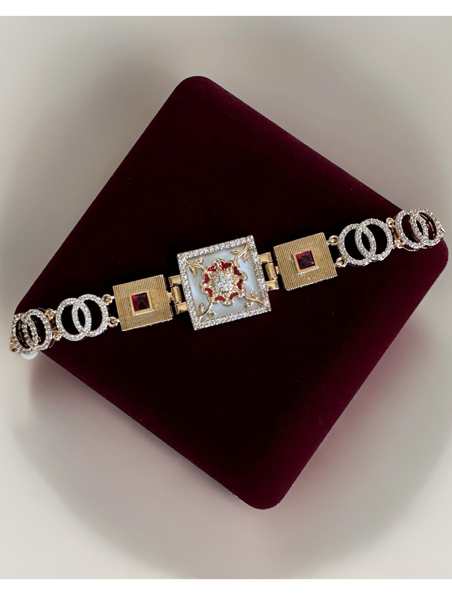 Square Shaped Rajwadi Style MOP CZ Bracelet