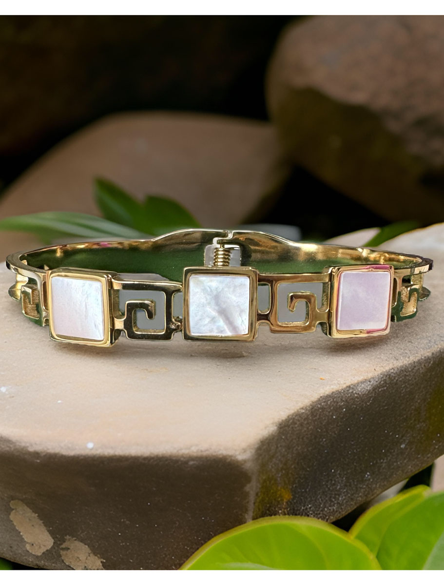 Triple Square Shaped MOP Cuff Bracelet