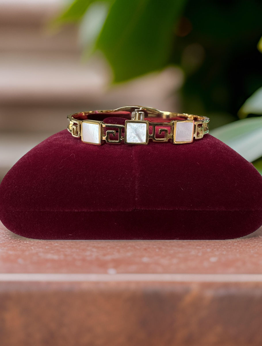 Triple Square Shaped MOP Cuff Bracelet