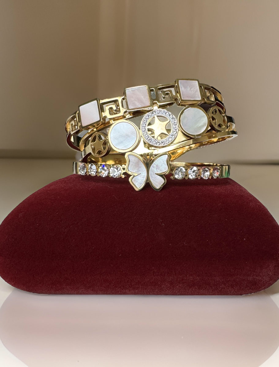 Triple Square Shaped MOP Cuff Bracelet