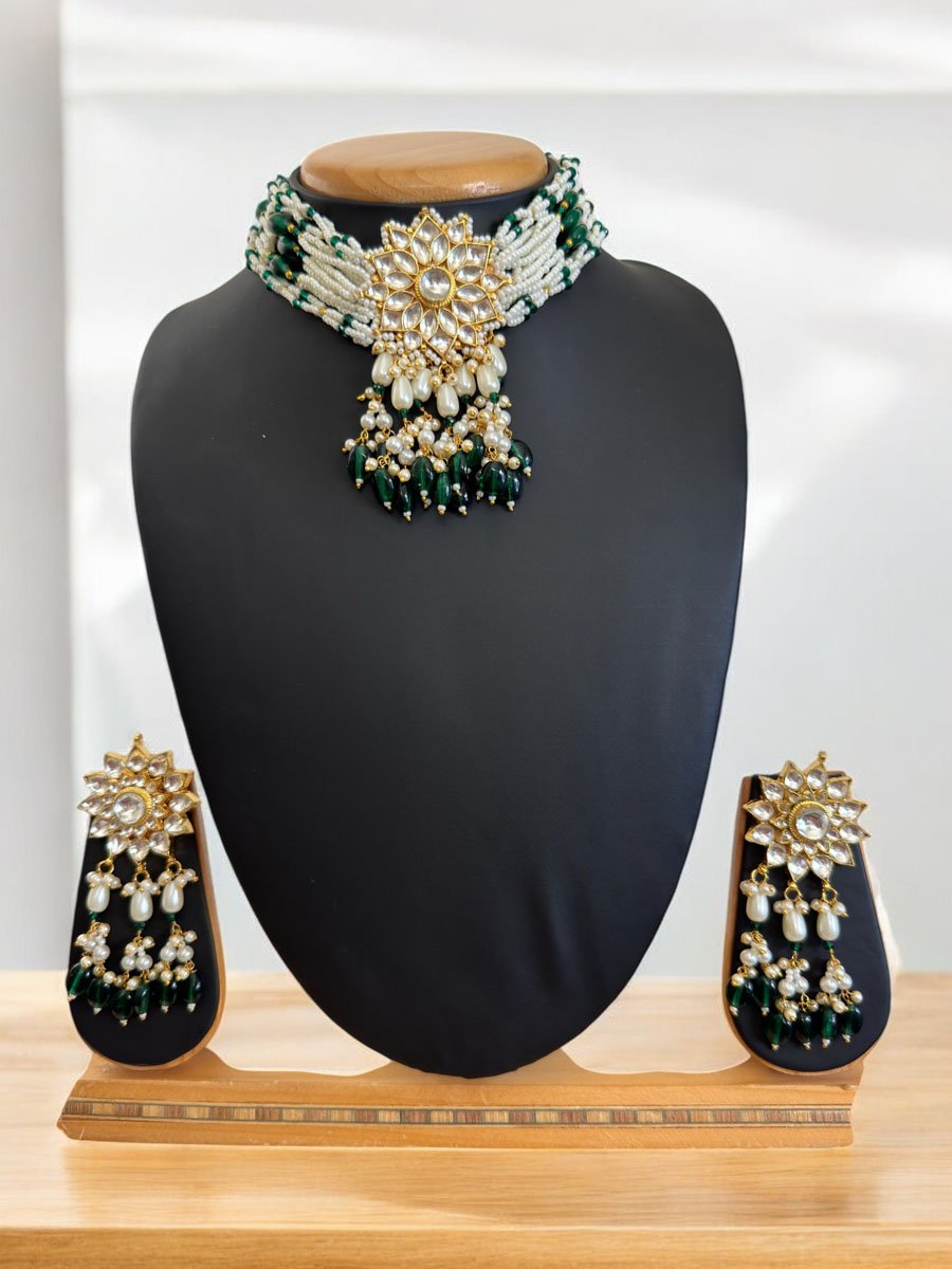 Premium Pachi Kundan Choker Set