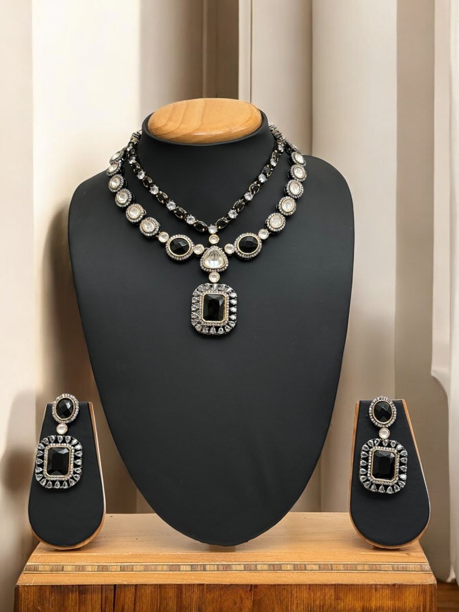 Moissanite Double Layer Victorian Necklace Set