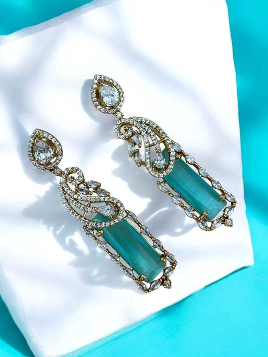 Celebrity Inspired AD CZ Long Earrings