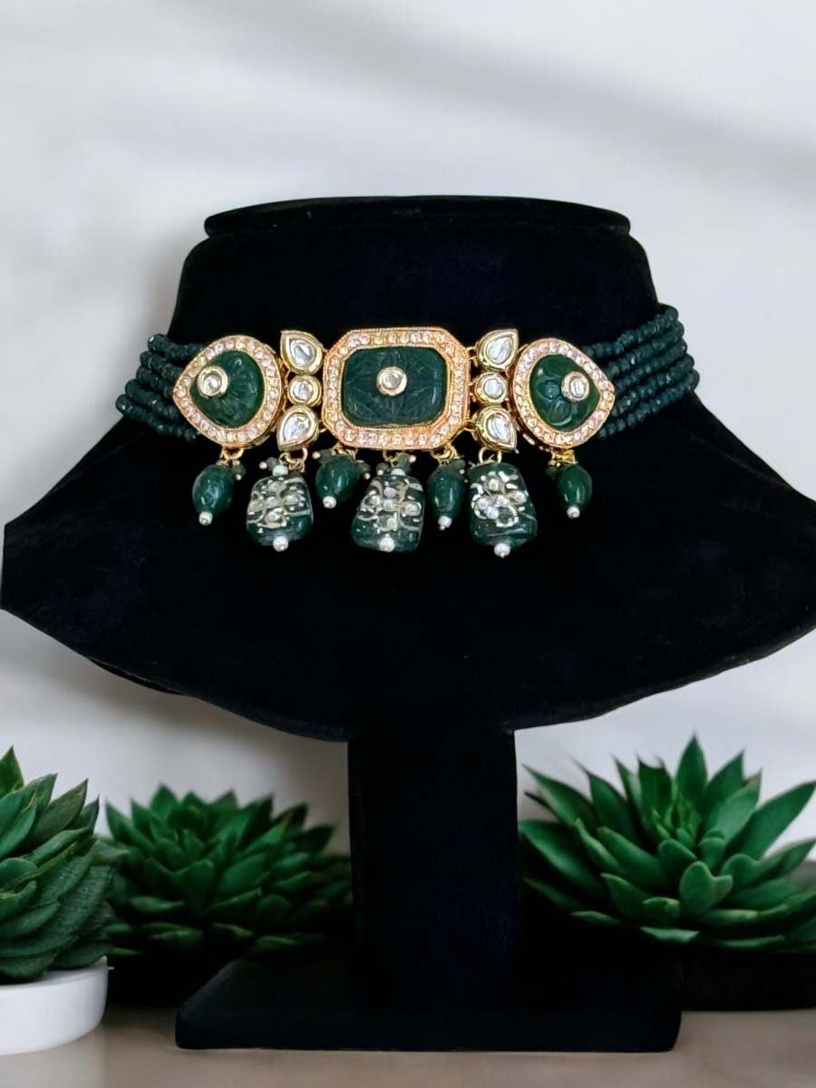 Delicate Green Kundan Choker Set