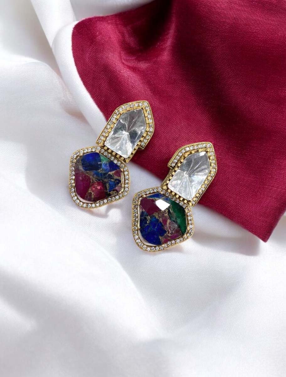 Vibrant Color Galaxy Kundan Designer Earrings