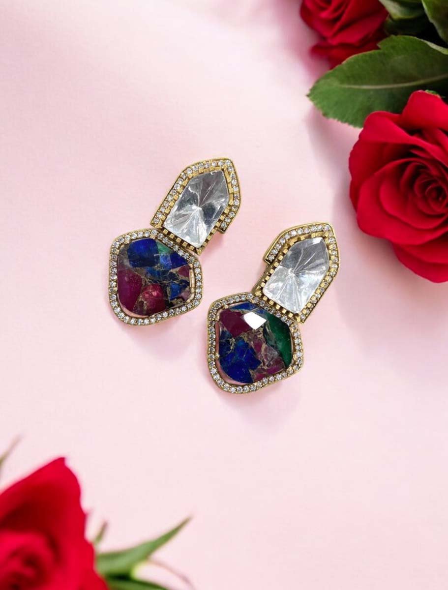 Vibrant Color Galaxy Kundan Designer Earrings
