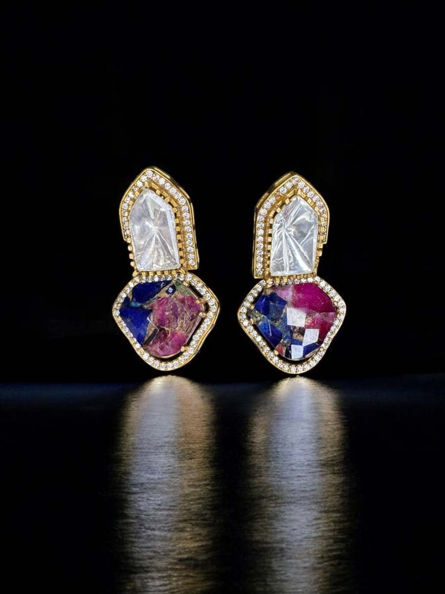 Vibrant Color Galaxy Kundan Designer Earrings