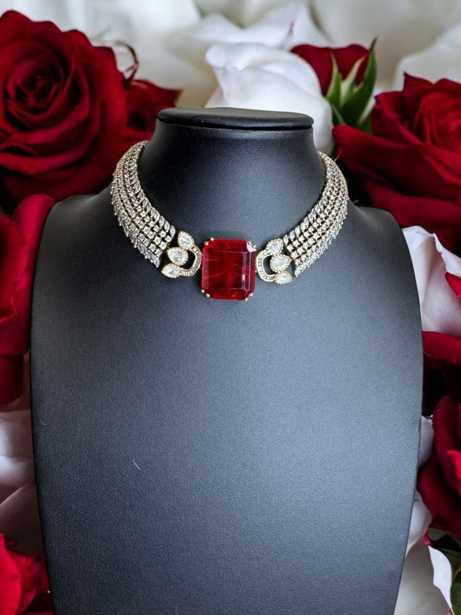 Elegant Moissanite Victorian Choker Set