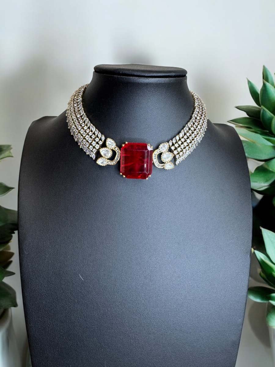 Elegant Moissanite Victorian Choker Set