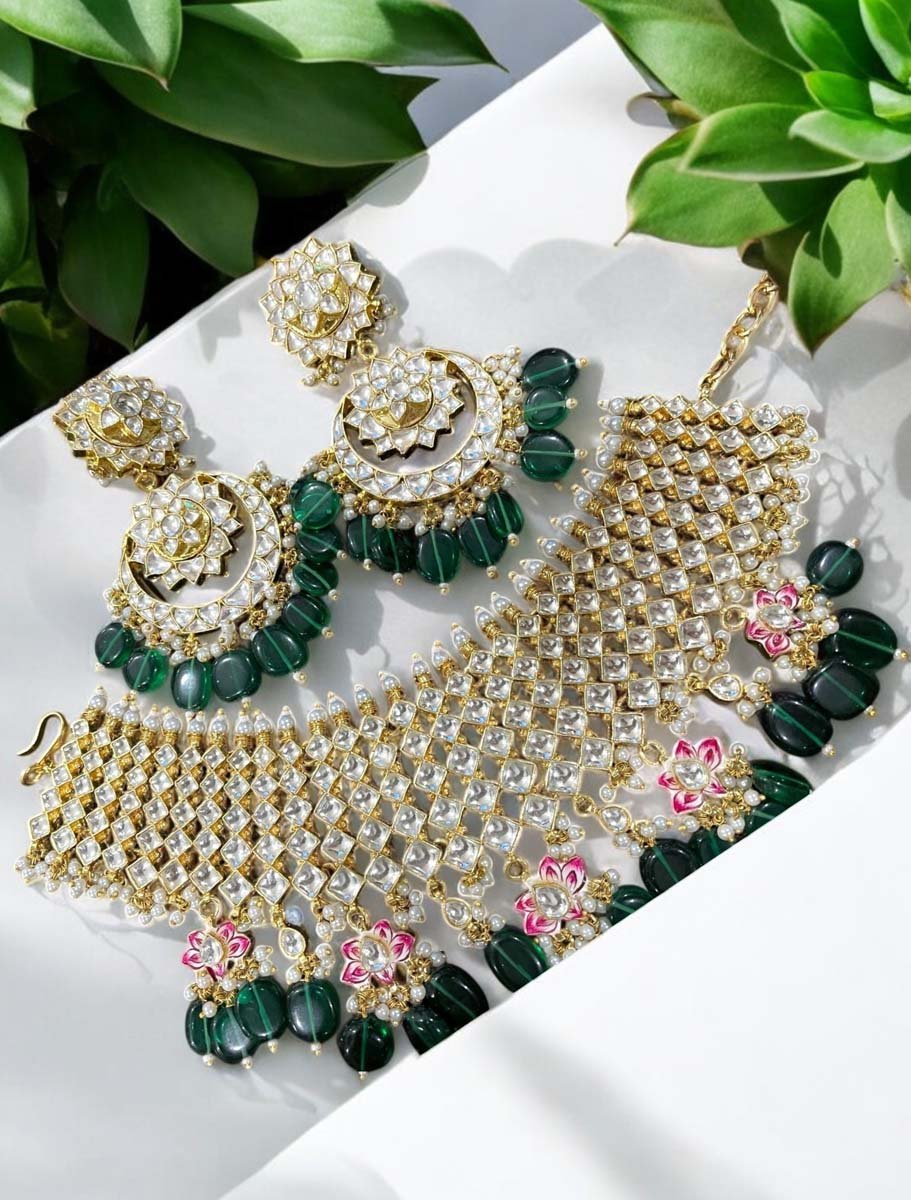 Alia Bhatt Inspired Semi Bridal Pachi Kundan Choker Set