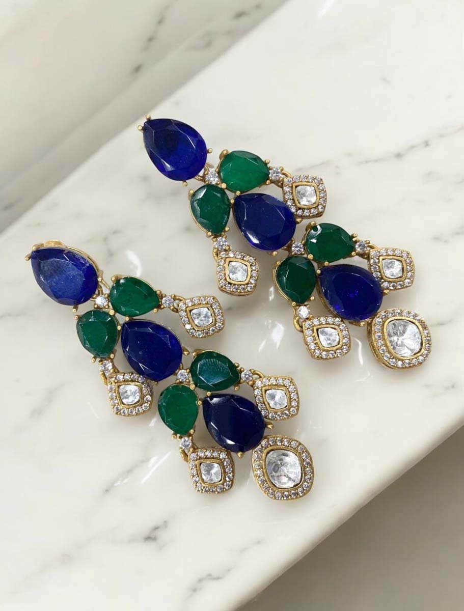 Handcrafted Moissanite Polki Kundan Earrings