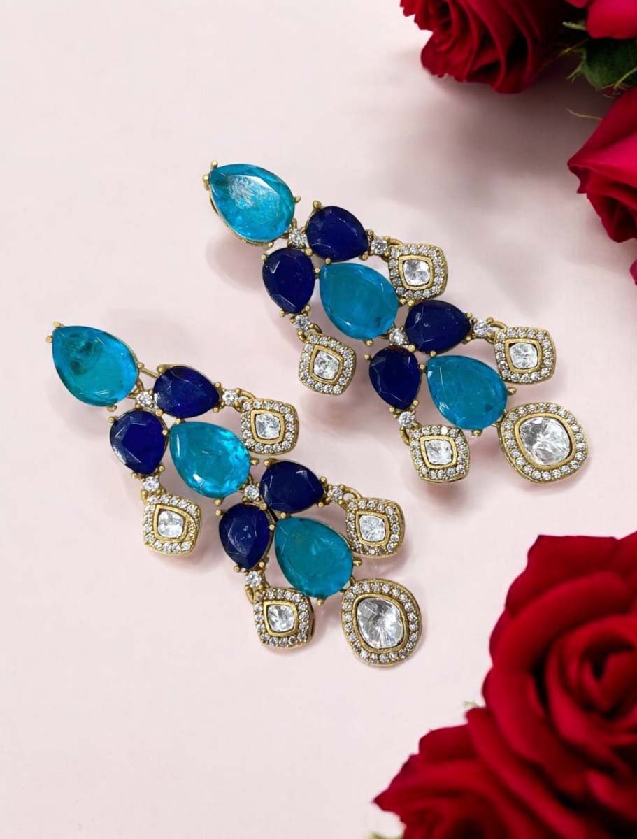 Handcrafted Moissanite Polki Kundan Earrings