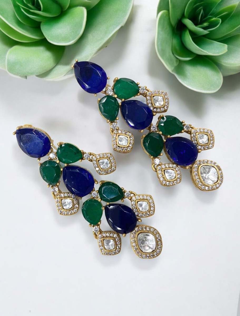 Handcrafted Moissanite Polki Kundan Earrings
