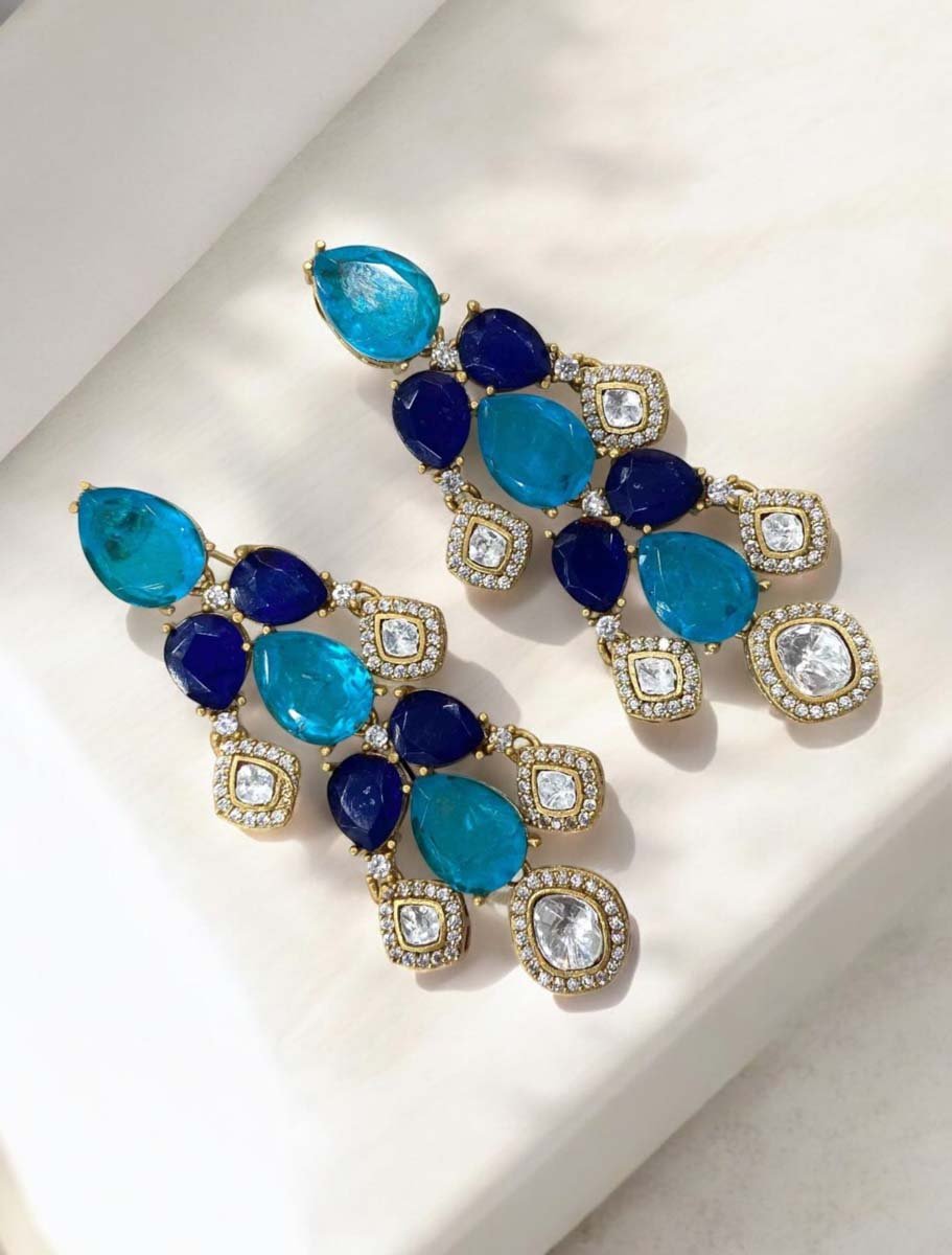 Handcrafted Moissanite Polki Kundan Earrings
