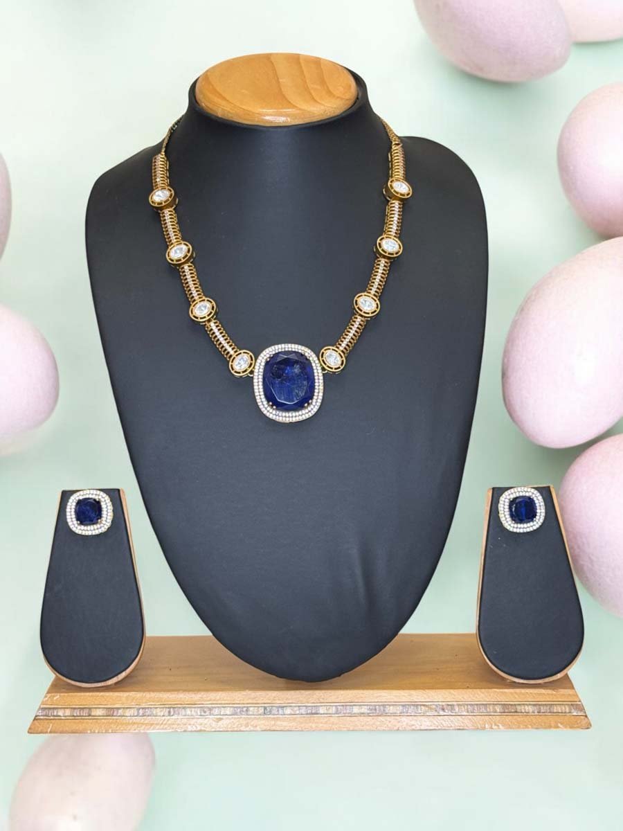 Celebrity Inspired Gold Uncut Polki Kundan Hasli set