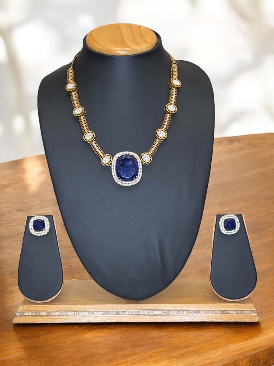 Celebrity Inspired Gold Uncut Polki Kundan Hasli set