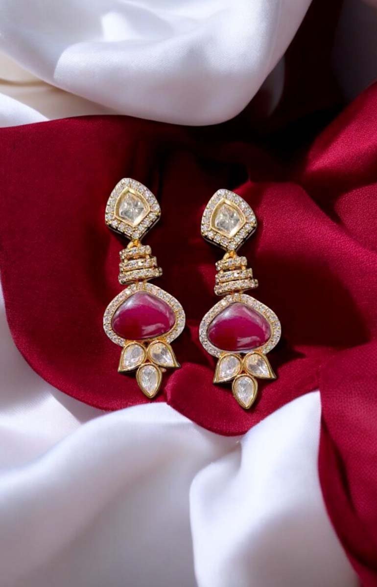 Delicate Ruby Kundan Earrings