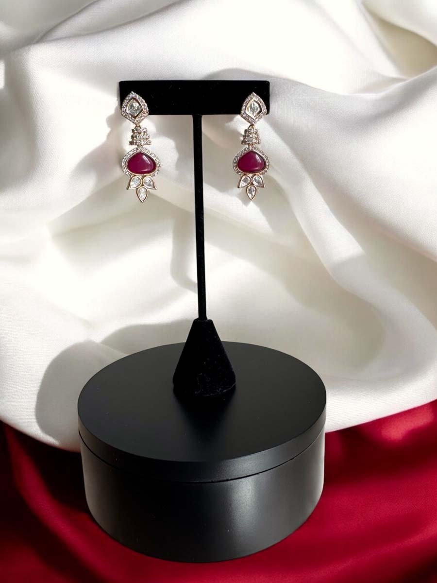 Delicate Ruby Kundan Earrings