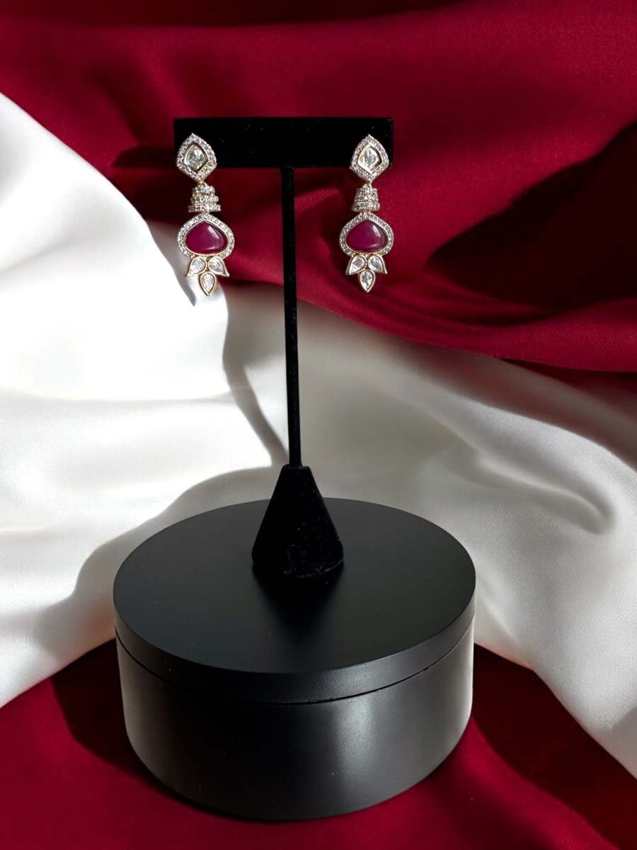 Delicate Ruby Kundan Earrings