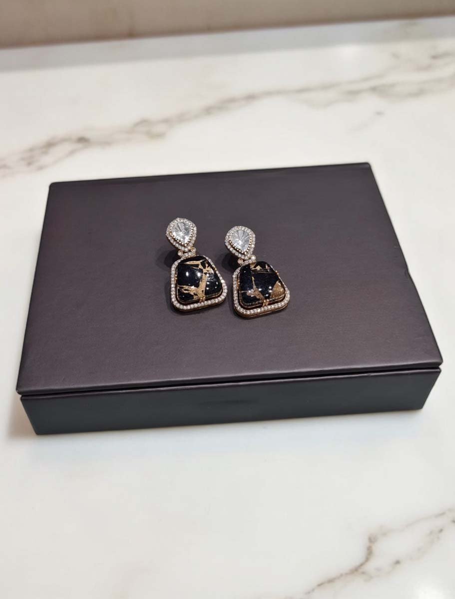 Premium Marble Doublet Stones Stud Earrings