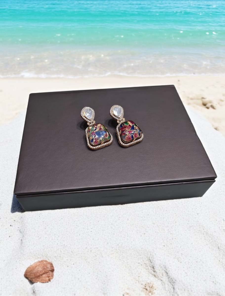 Premium Marble Doublet Stones Stud Earrings