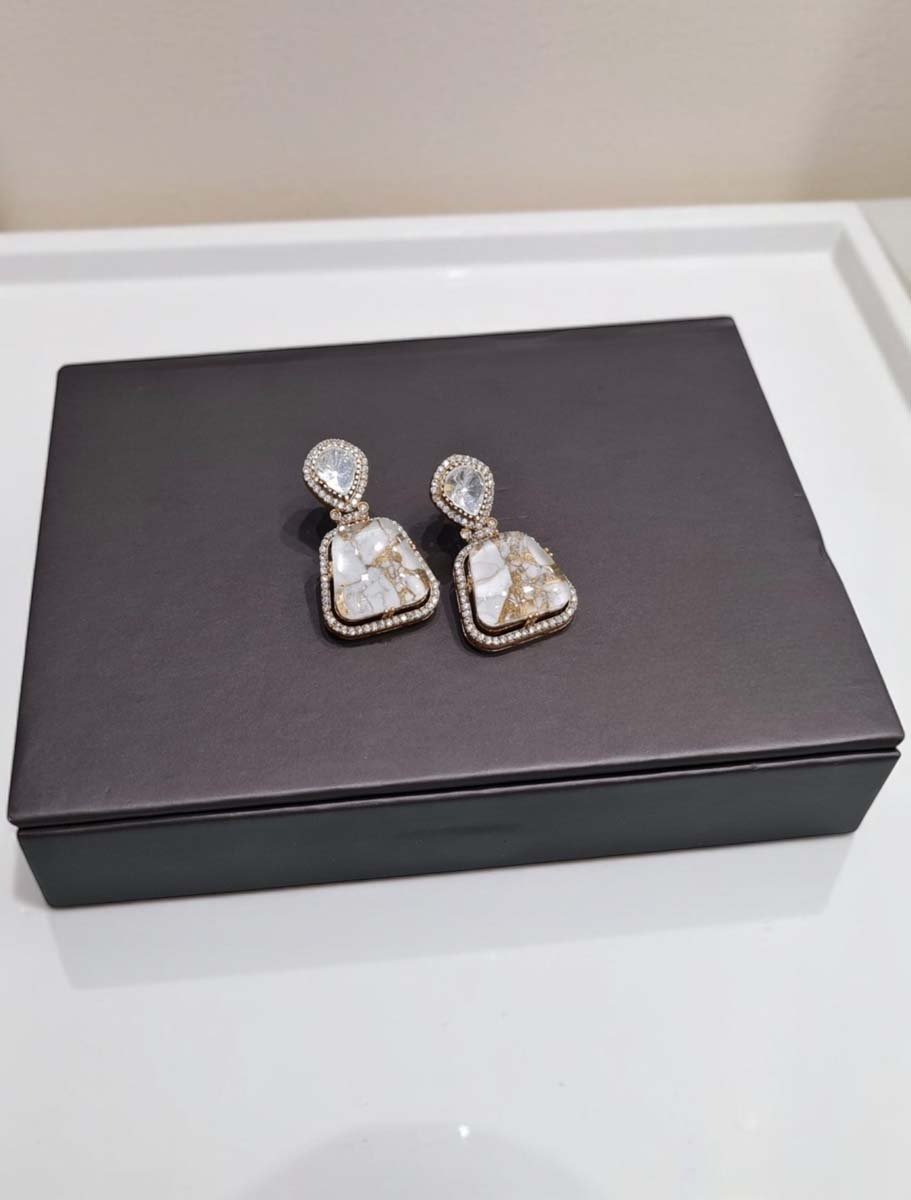 Premium Marble Doublet Stones Stud Earrings