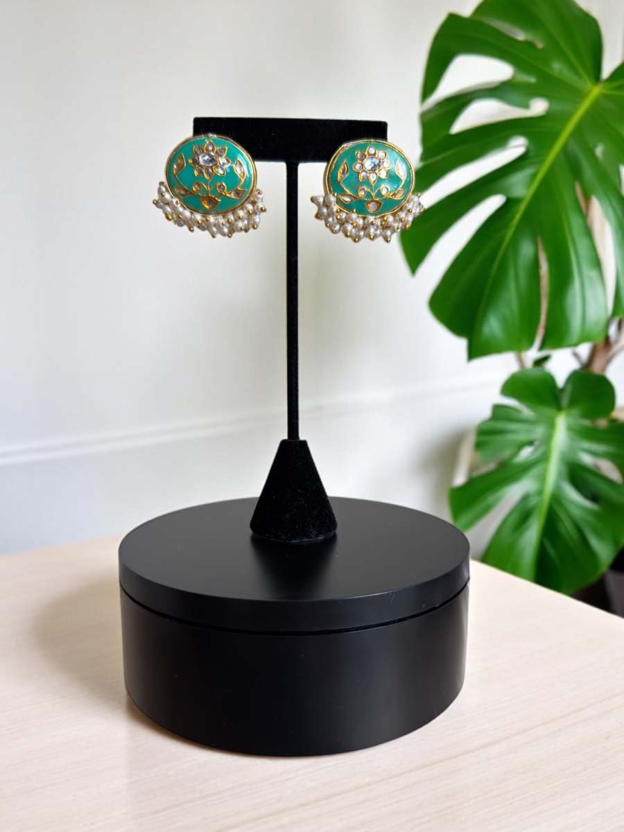 Bollywood Inspired Mother of Pearls Meenakari Necklace Set