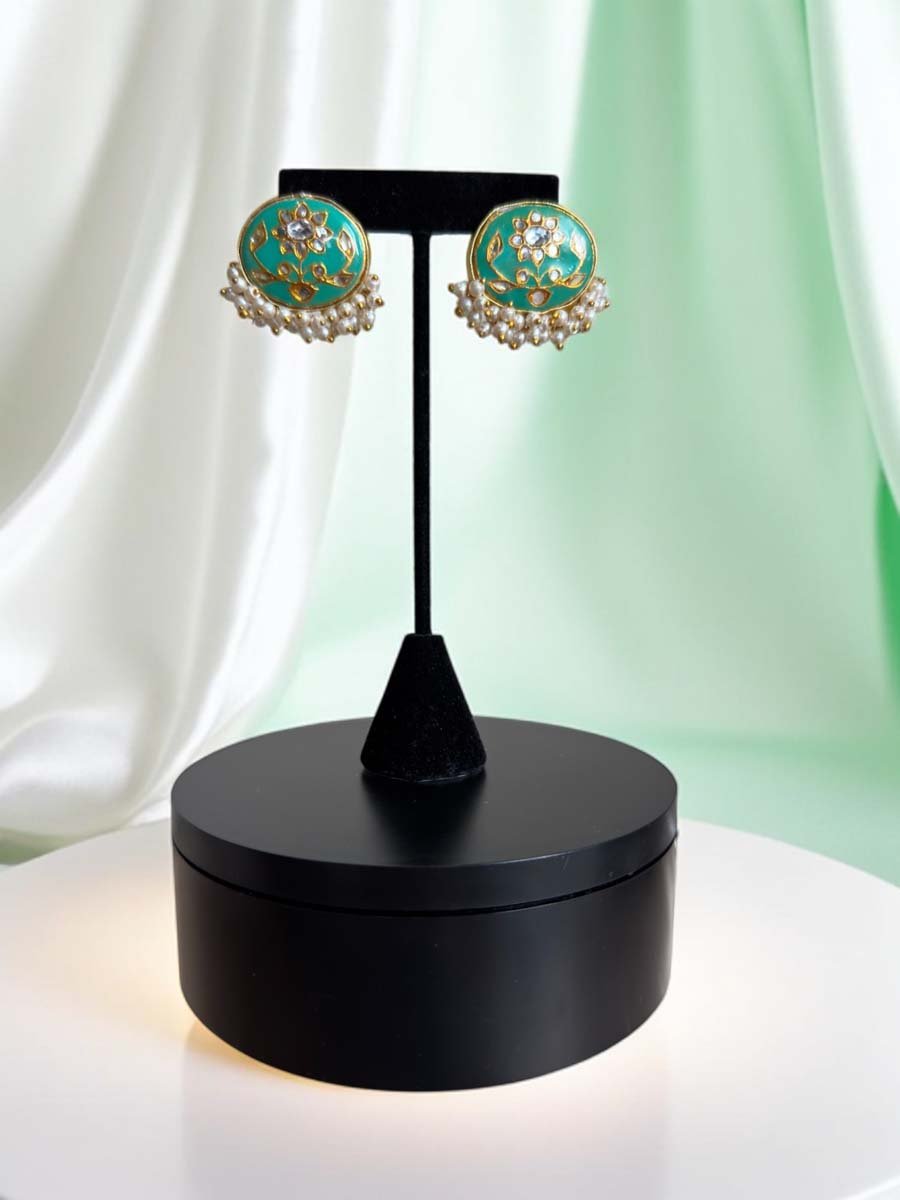 Bollywood Inspired Mother of Pearls Meenakari Necklace Set