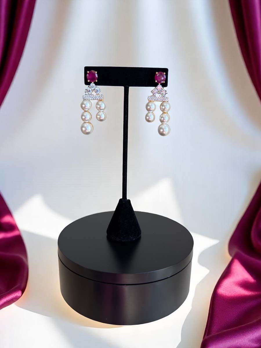 AD CZ Fresh Water Pearls Necklace Set