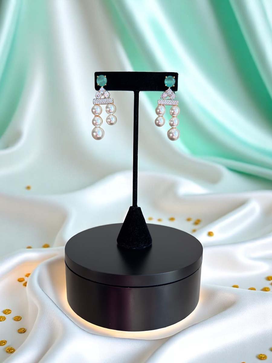 AD CZ Fresh Water Pearls Necklace Set