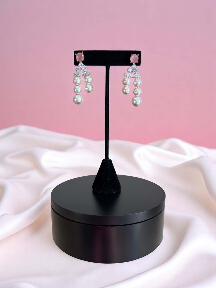 AD CZ Fresh Water Pearls Necklace Set